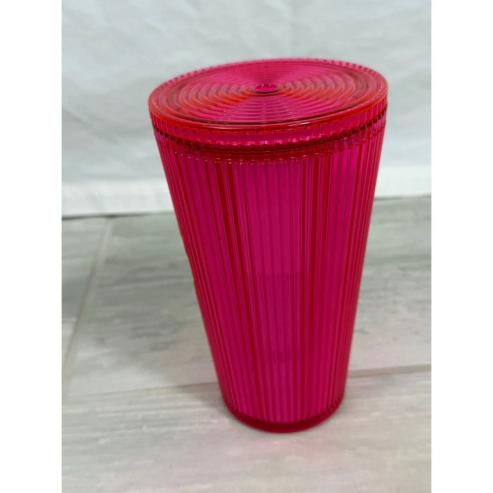 Starbucks Pink Pleated Ribbed Acrylic Cold Cup Tumbler 16oz 2023 Siren Logo